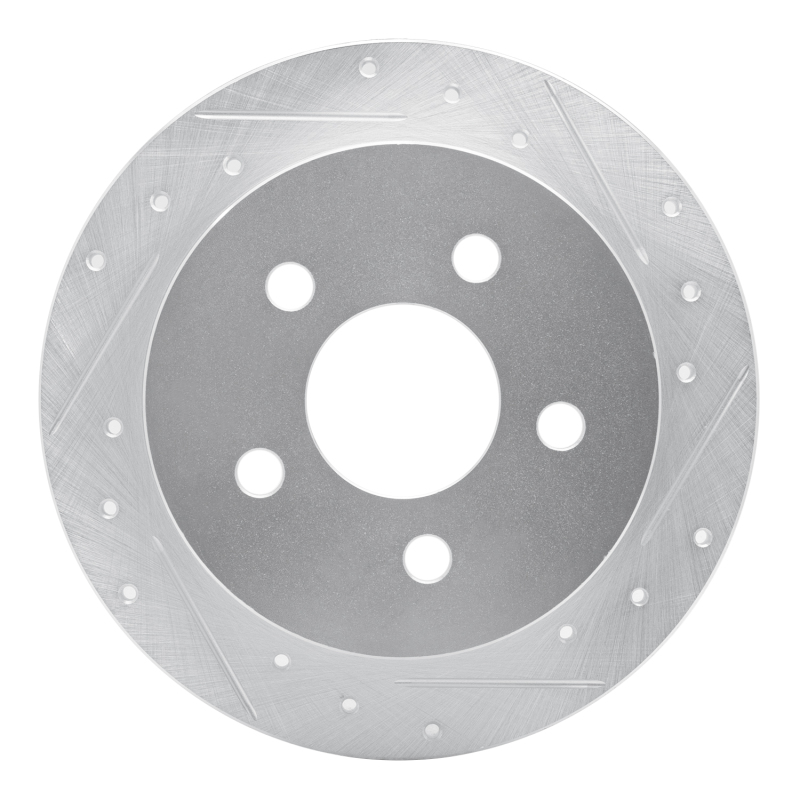 Buick Regal Brake Rotor (1) - Rear Right - R1 Concepts - Drilled & Slotted - Silver - `97-`05